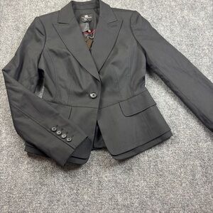 ROCK & REVIVAL Women’s Kara Double Pleat Pinstripe Blazer Black/Blue size: 6 NWT